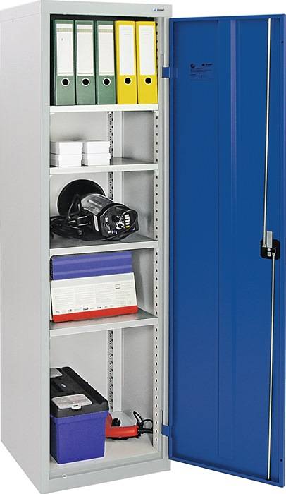 Flügeltürenschrank H1800xB500xT500mm lichtgrau/enzianblau 4 BD STUMPF