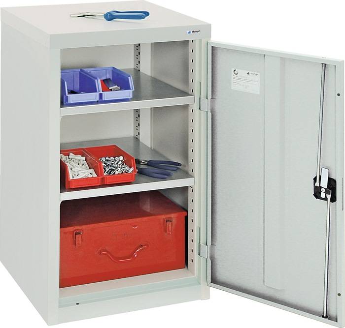 Flügeltürenschrank H900xB500xT500mm lichtgrau/lichtgrau 2 BD STUMPF