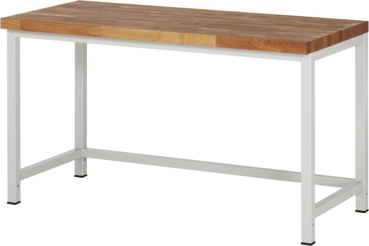 Werkbank,HxBxT 800-1000x1495x700mm,Bucheplatte,geölt,Tragl. 1250kg,Lochrasterverstellung,4 Füße,RAL7035