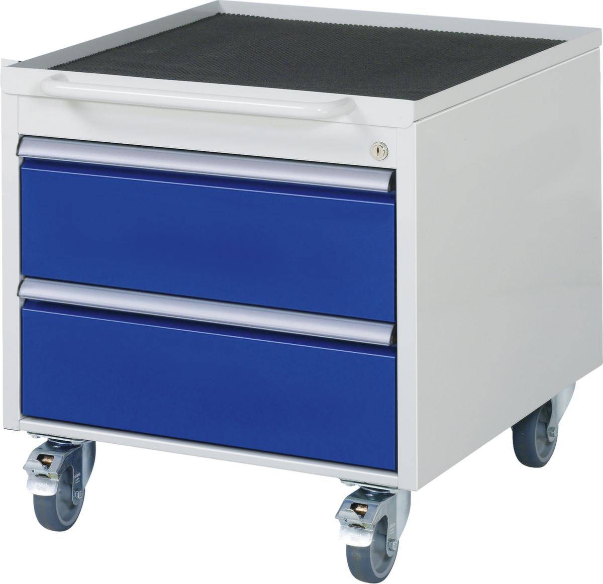 Rollcontainer,f. Werkbank,HxBxT 565x580x650mm,Tragl. 450kg,2 Schublade(n),Korpus Stahl RAL7035,Front RAL5010