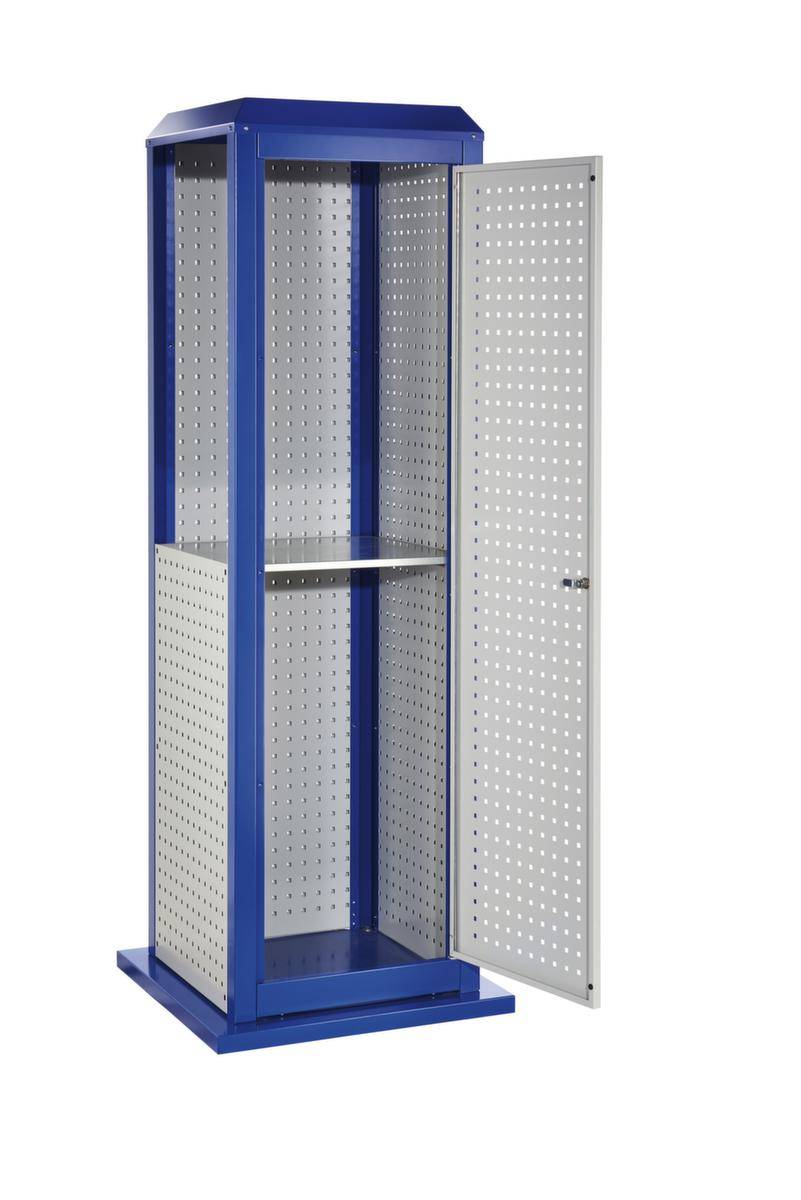 Tool-Tower Werkzeugwagen,HxBxT 2015x700x700mm,3/2 Lochplatten außen/innen,1 Ebene(n),Zyl.-Schl.,Korpus RAL7035/RAL5010