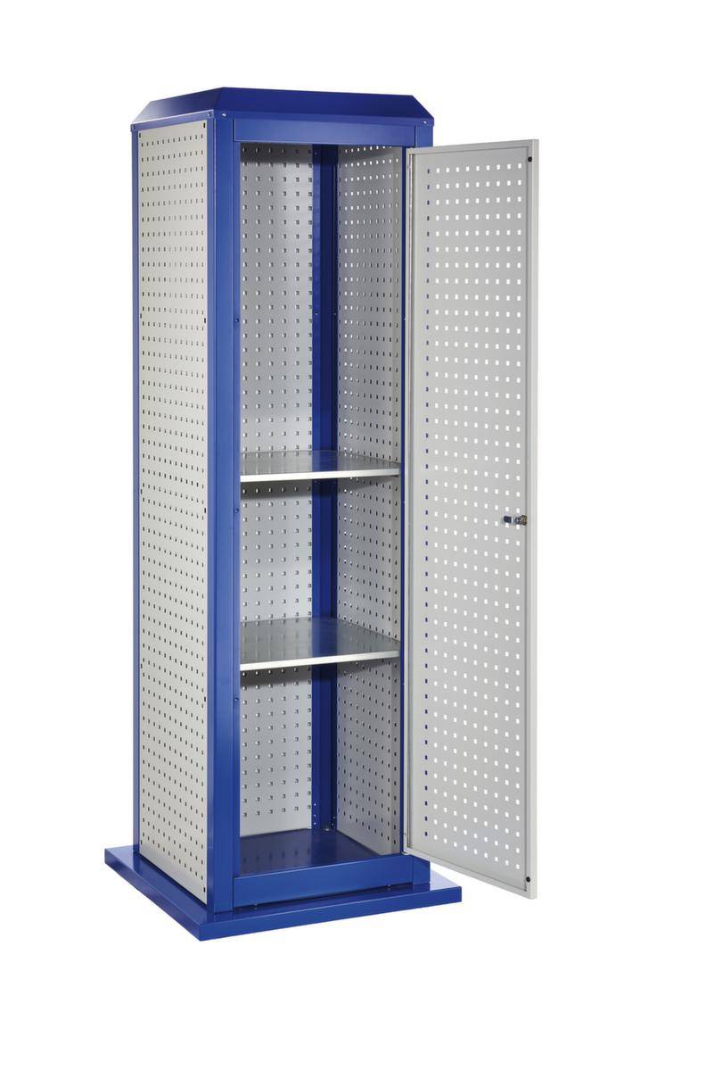 Tool-Tower Werkzeugwagen,HxBxT 2015x700x700mm,3/2 Lochplatten außen/innen,2 Ebene(n),Zyl.-Schl.,Korpus RAL7035/RAL5010
