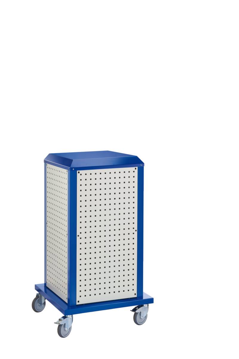 Tool-Tower Werkzeugwagen,HxBxT 1260x700x700mm,4 Lochplatten außen,Korpus RAL7035/RAL5010,Front RAL7035