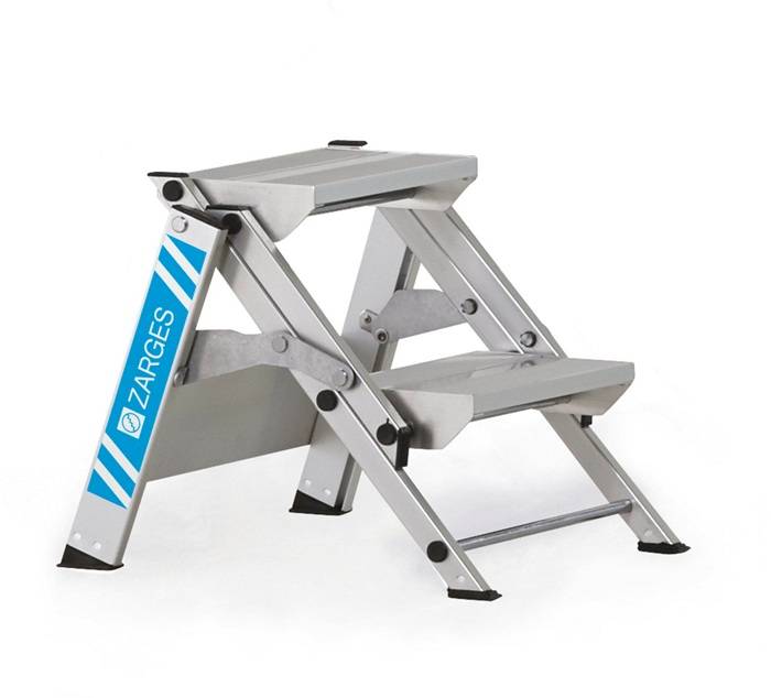 Sicherheitstreppe Plazastep P 2Stufen Arbeits-H.2,45m G.4,7kg Holm-H.68mm Zarges