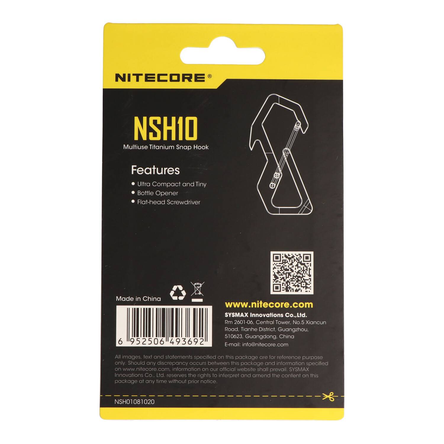 Nitecore Titan Karabiner NSH10, auch verwendbar als Flaschenöffner und Schlitzschraubendreher