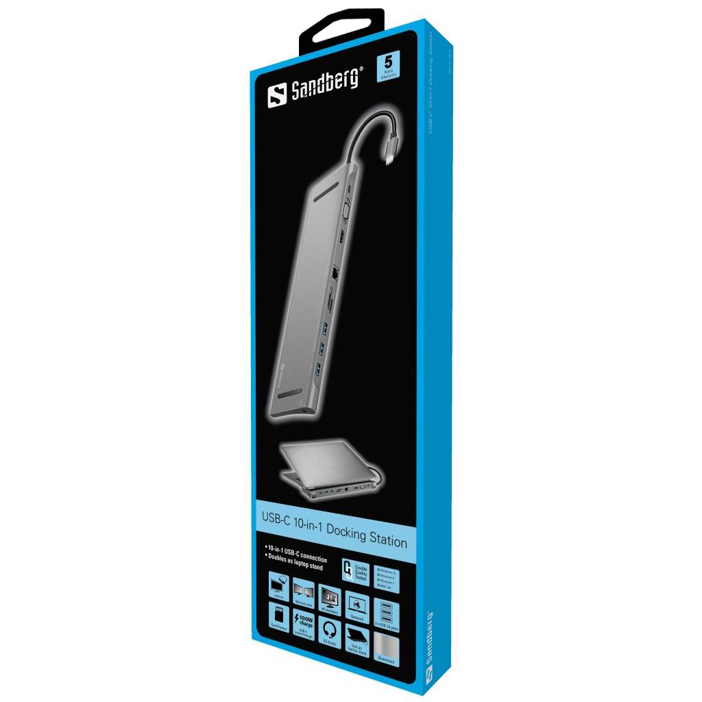 SANDBERG USB-C 10-in-1 Docking Station - Dockingstation