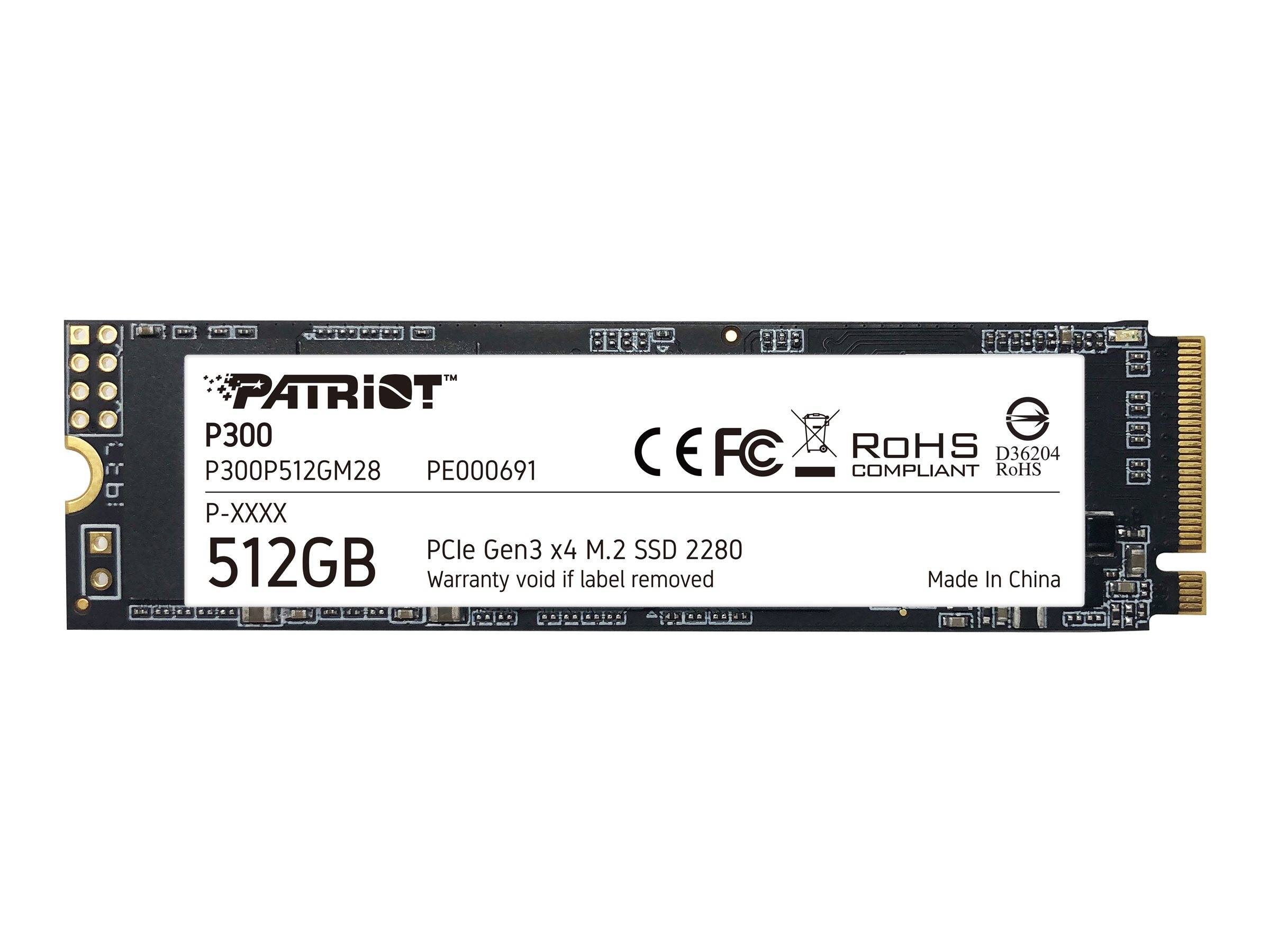 Patriot P300 - 512 GB SSD - intern - M.2 2280 - PCI Express 3.0 x4 (NVMe)