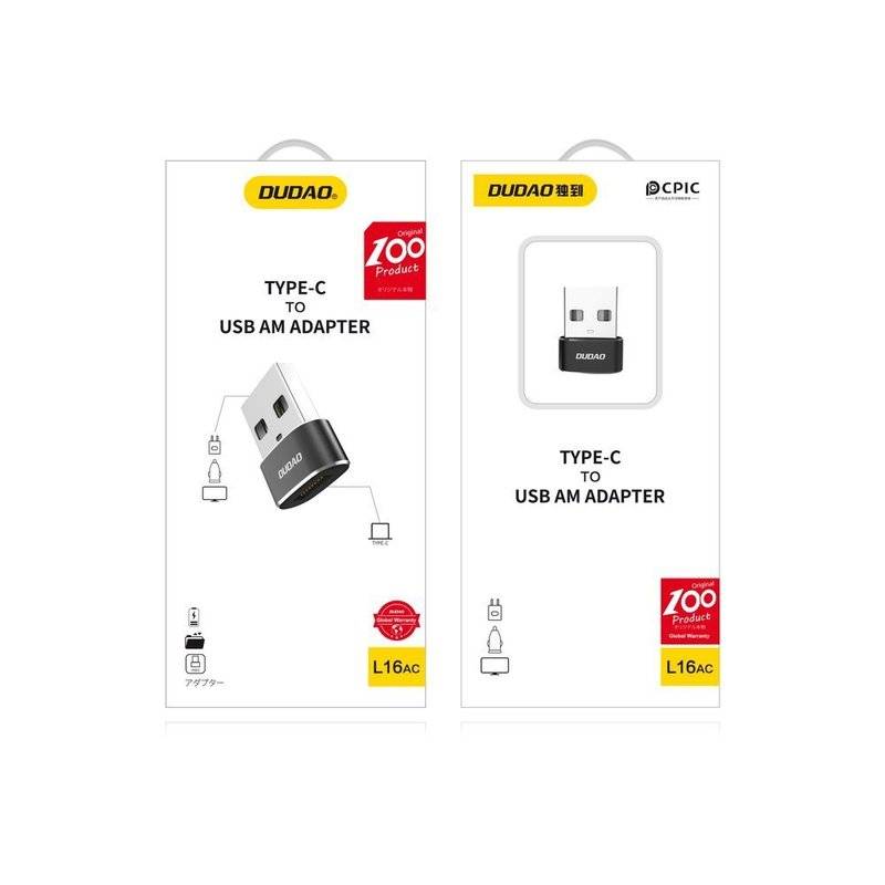 Dudao USB-C Typ C Adapter Converter klein kompakt Datentransfer Aufladung Ladeadapter Datenadapterr Schwarz