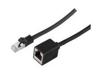 Schwarzes Ethernet-Adapterkabel mit einer RJ45-Buchse an einem Ende und einem kleineren Steckverbinder am anderen Ende.