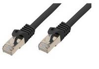 Zwei schwarze Ethernet-Kabel mit RJ45-Steckern auf weißem Hintergrund.