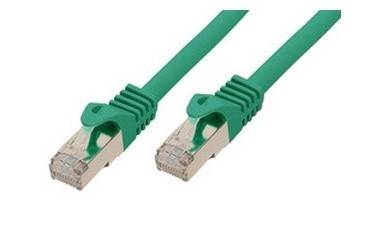 Zwei grüne Ethernet-Kabel mit RJ45-Steckern auf weißem Hintergrund dargestellt.