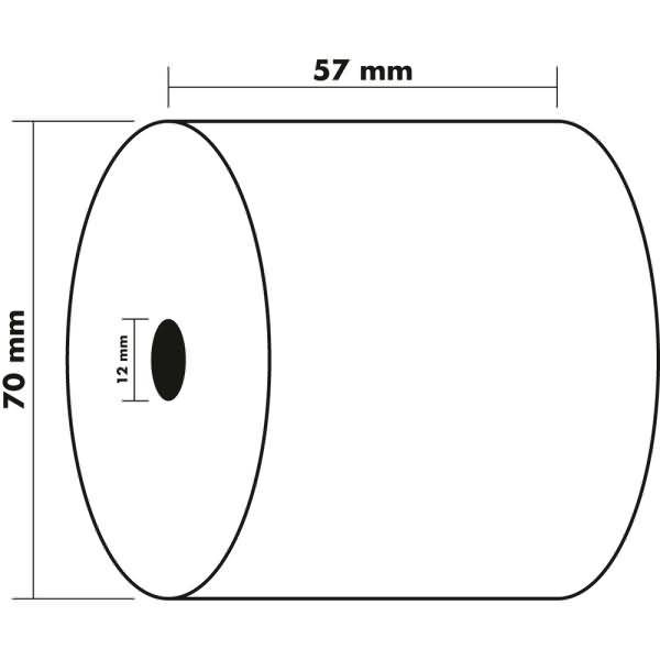 Kassenrolle 57x70x12mm/40m weiß