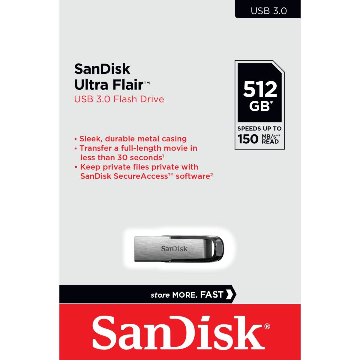 SanDisk USB Datenstick 3.0 Stick Ultra Flair Typ-A, (R) 150MB/s 512 GB