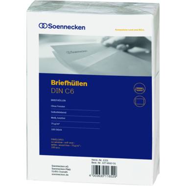 Soennecken Briefhülle 1321 C6 75g oF sk hf weiß 100 St./Pack.