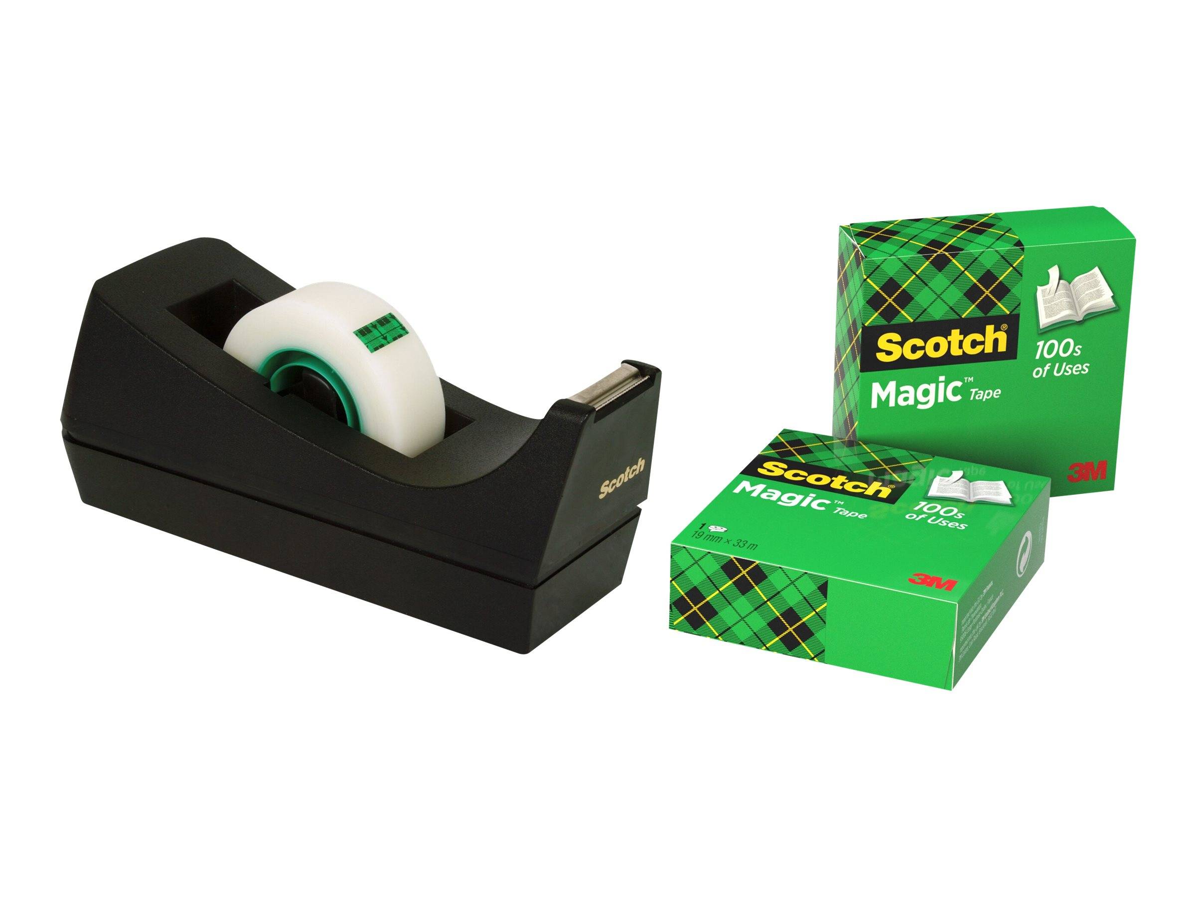 3M - Scotch Magic - Abroller mit Büro-Klebeband - 19 mm x 33 m - Schwarz (Packung mit 3)