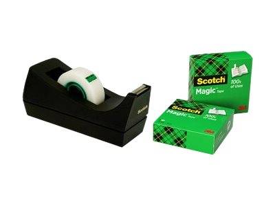 3M - Scotch Magic - Abroller mit Büro-Klebeband - 19 mm x 33 m - Schwarz (Packung mit 3)