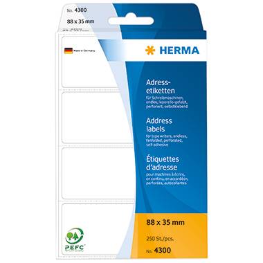 HERMA Adressetikett 4300 88x35mm weiß 250 St./Pack.