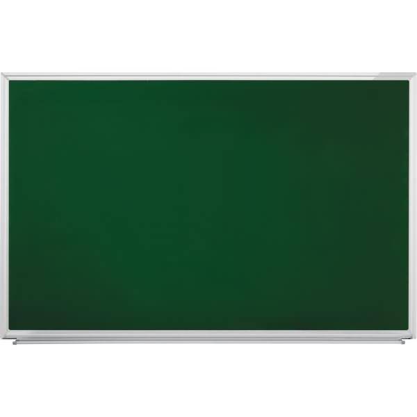 Leere grüne Tafel mit silbernem Rahmen und Ablage