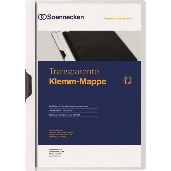 Klemmmappe 3314 DIN A4 bis 30 Blatt PVC weiß