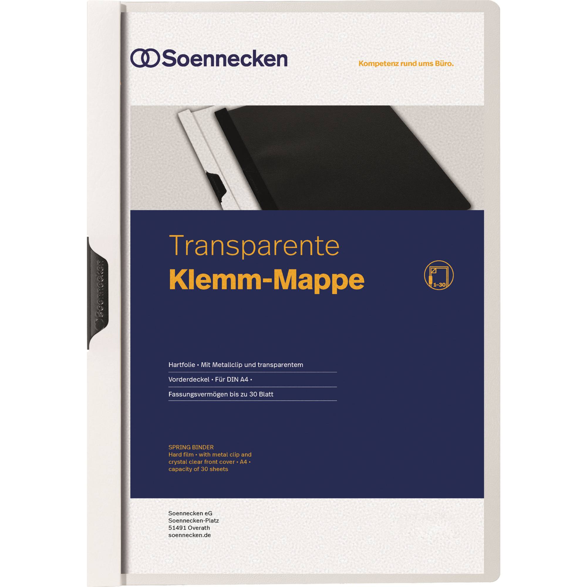 Soennecken Klemmmappe 3314 DIN A4 bis 30Blatt PVC weiß