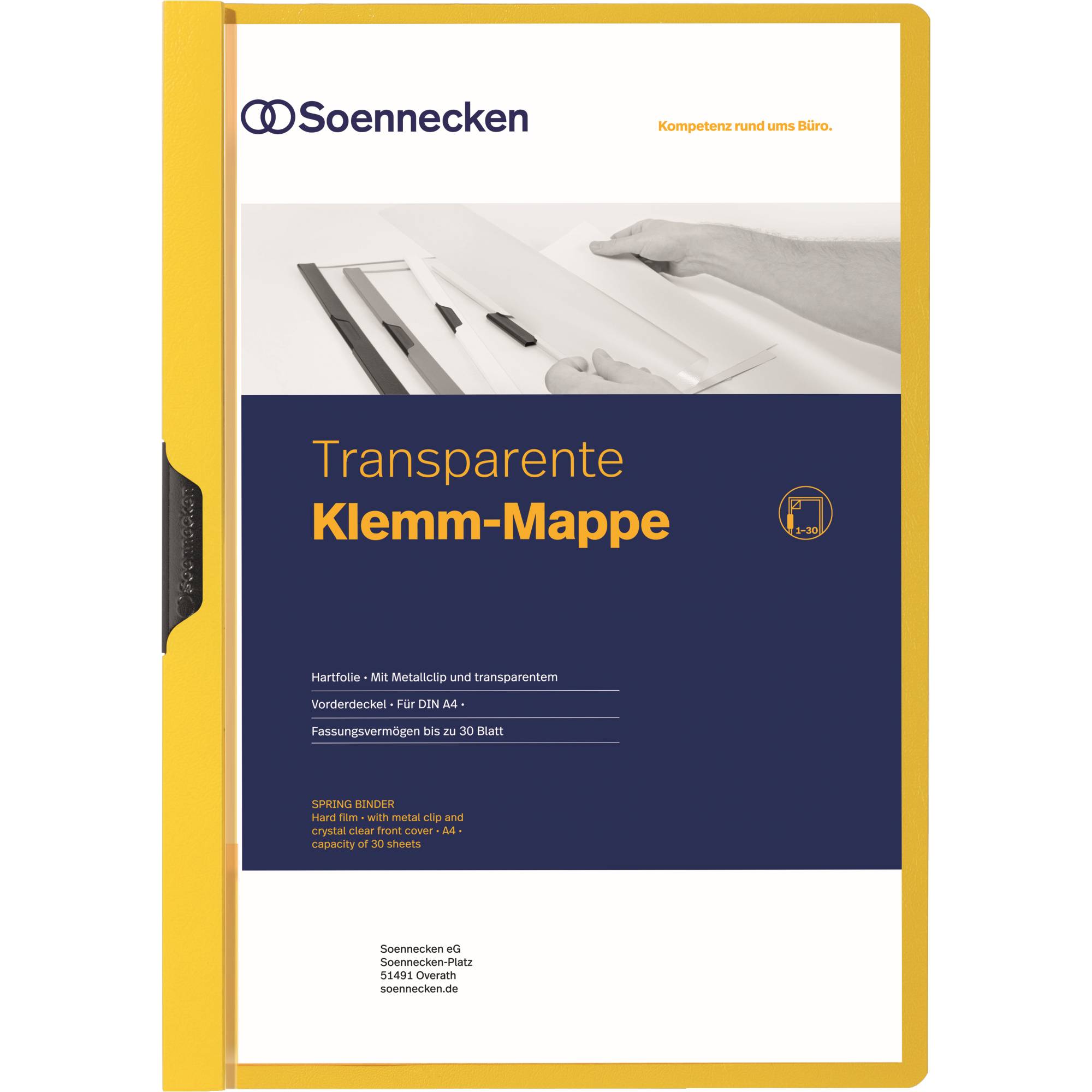 Soennecken Klemmmappe 3315 DIN A4 bis 30Blatt PVC gelb