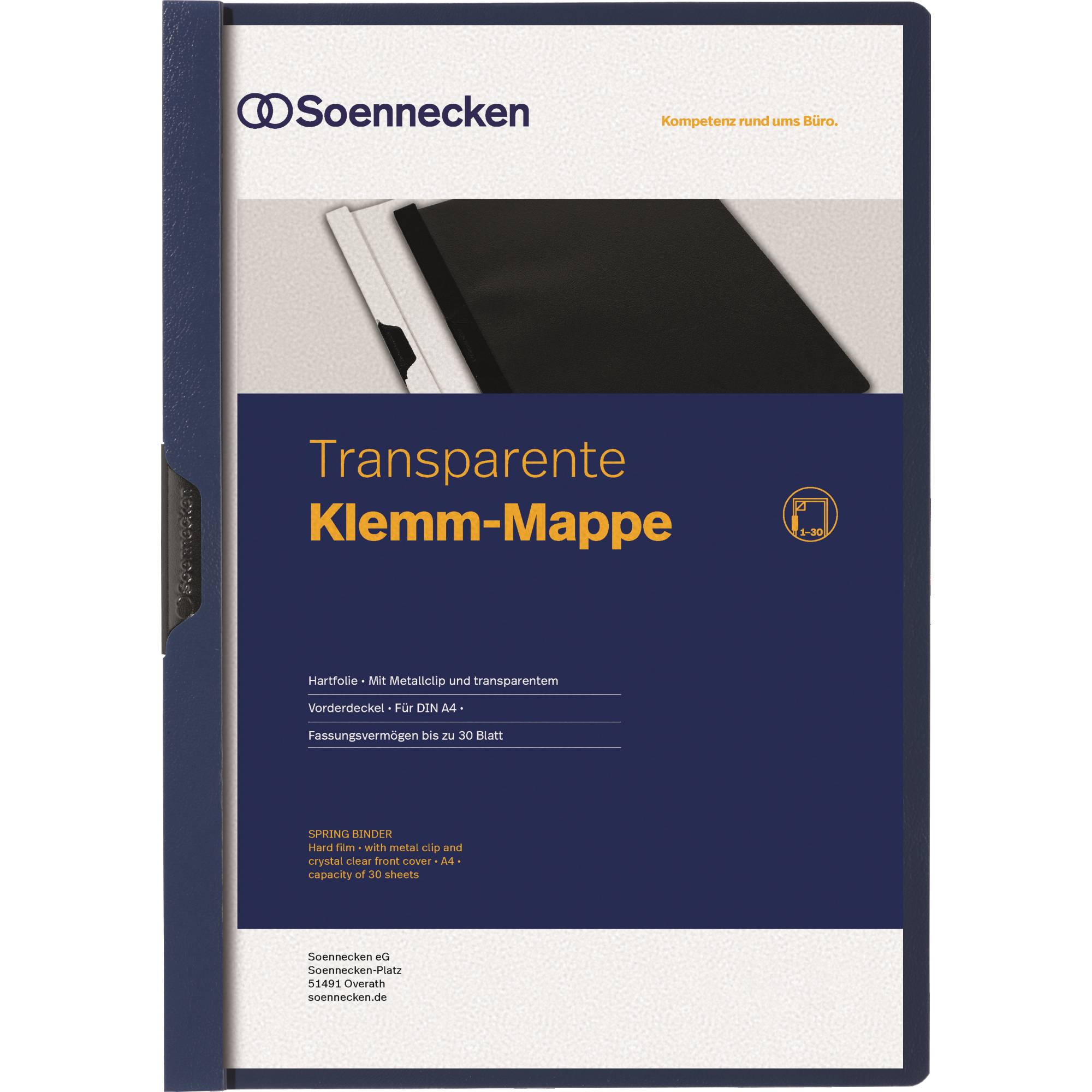 Klemmmappe 3317 DIN A4 bis 30 Blatt PVC blau