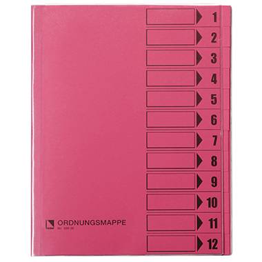 Bene Ordnungsmappe 83800RS DIN A4 12Fächer PVC rosa