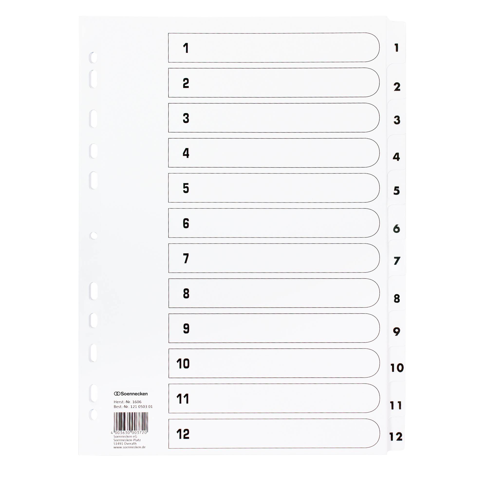 Soennecken Register Mylar 1606 1-12 weiß