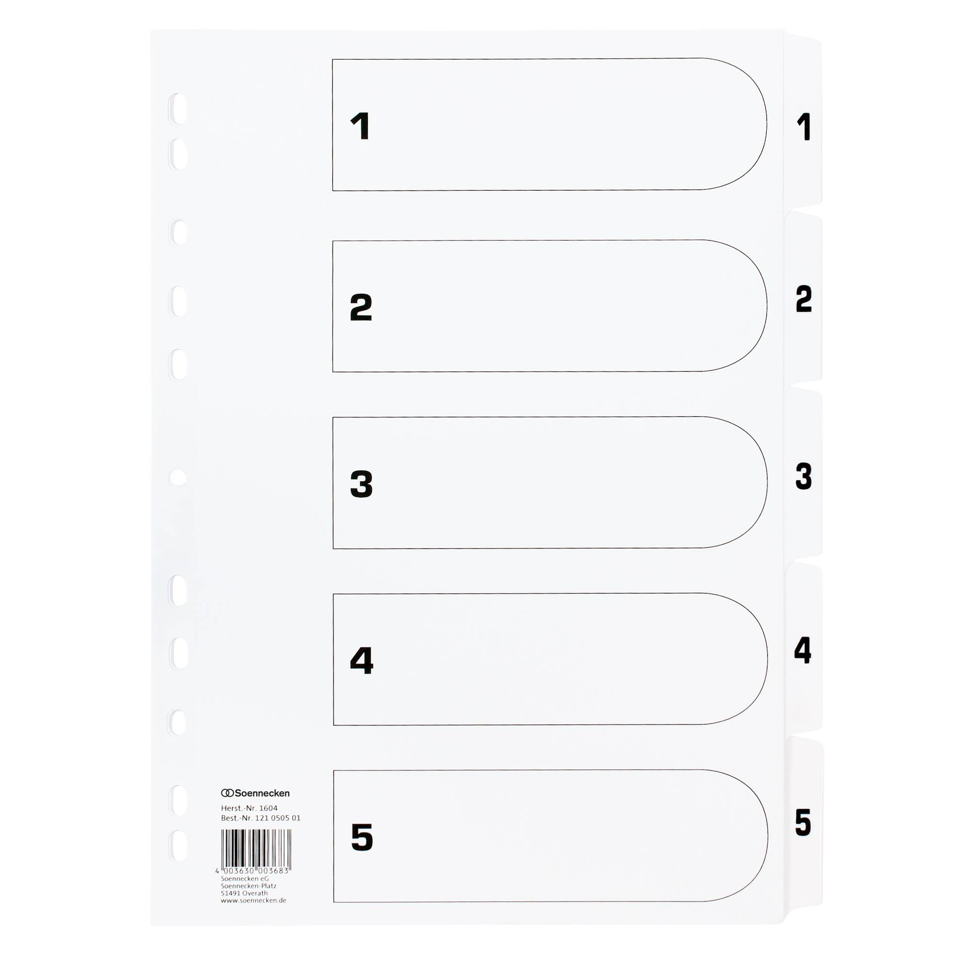 Soennecken Register Mylar 1604 1-5 weiß