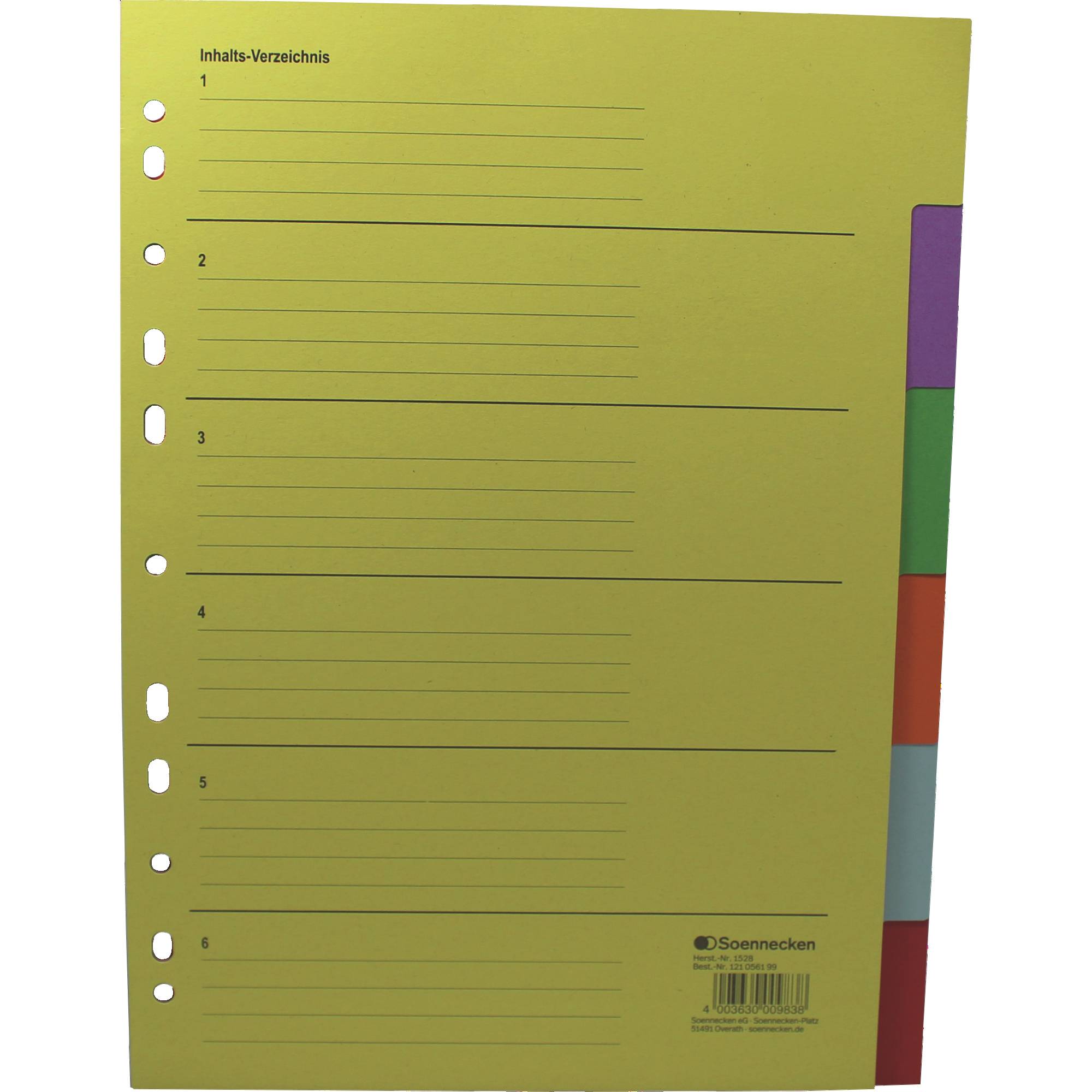 Soennecken Register 1528 blanko 22,5x29,7cm volle Höhe RC farbig