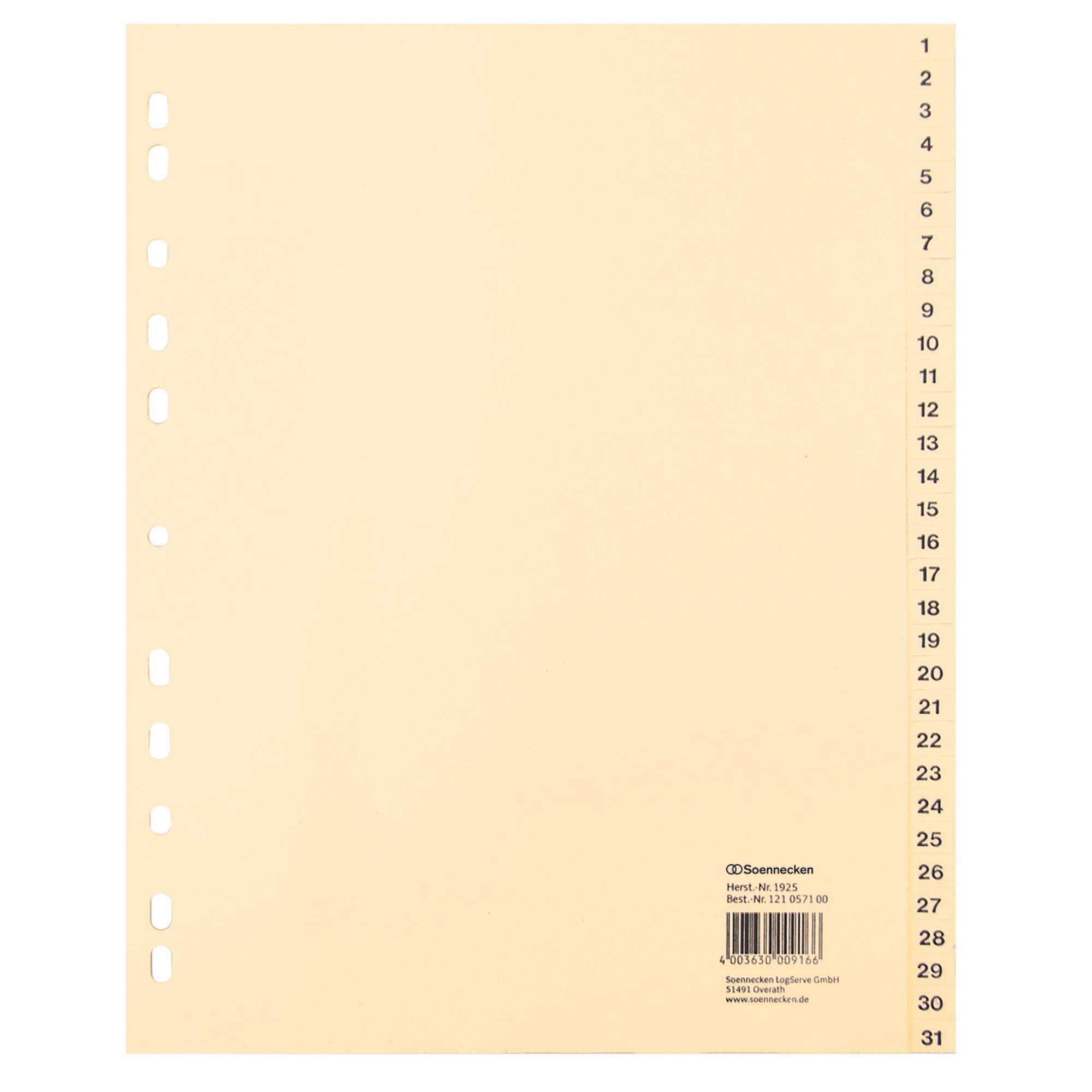 Soennecken Register 1925 DIN A4 1-31 volle Höhe Tauenpapier chamois