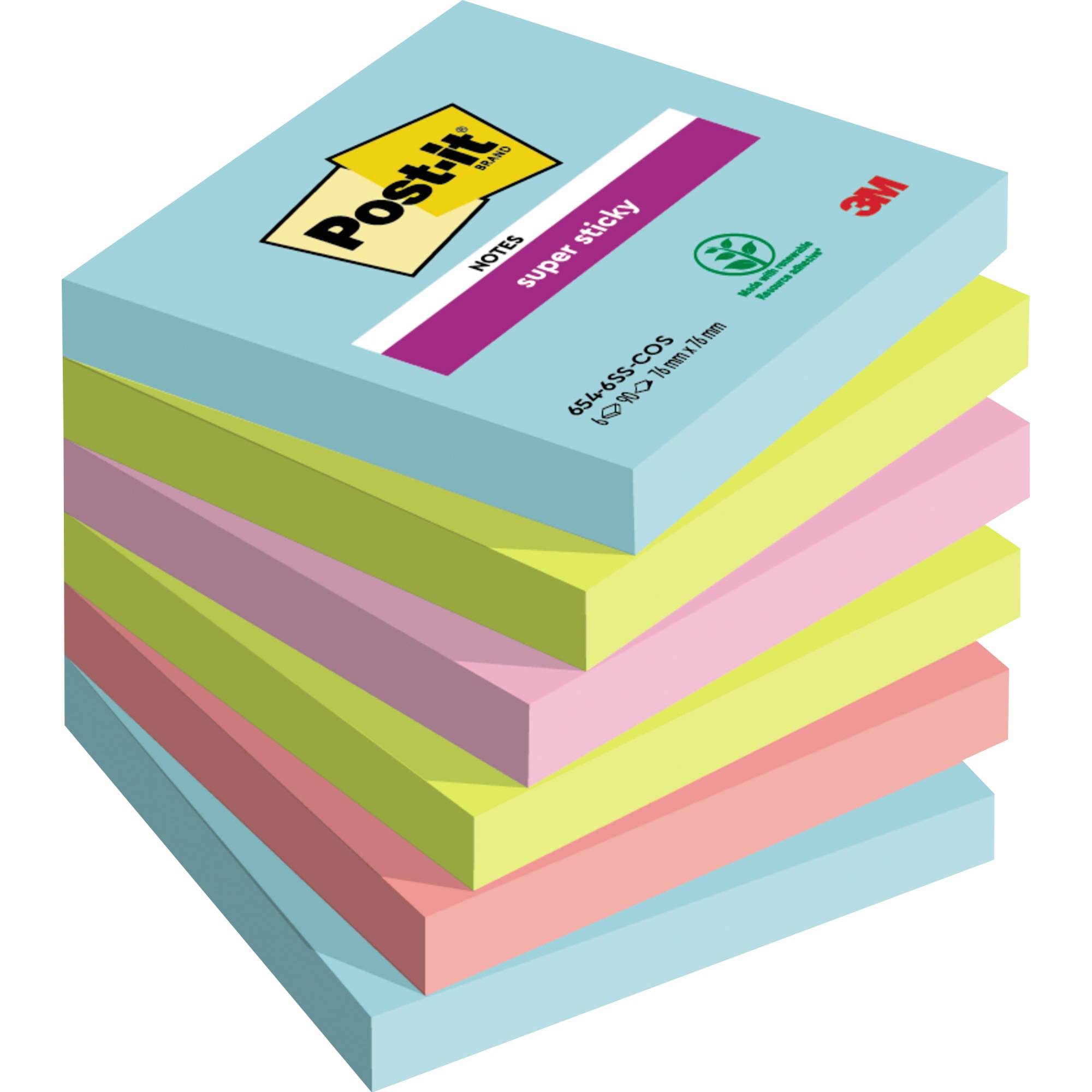 Post-it Haftnotiz Super Sticky 654-6SS-COS 76x76 mm 6St.