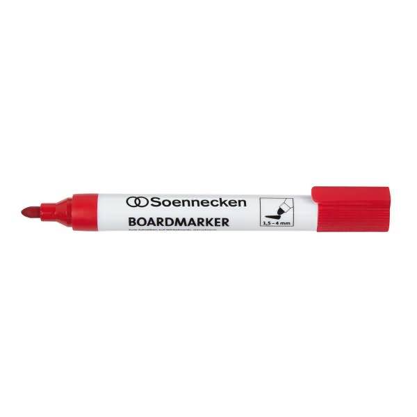 Roter Soennecken-Boardmarkerstift mit Keilspitze, beschriftet mit „BOARDMARKER