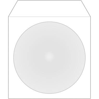Leere weiße CD-/DVD-Disc in einem quadratischen Gehäuse oder einer Schutzhülle, dargestellt als einfaches Produktsymbol.