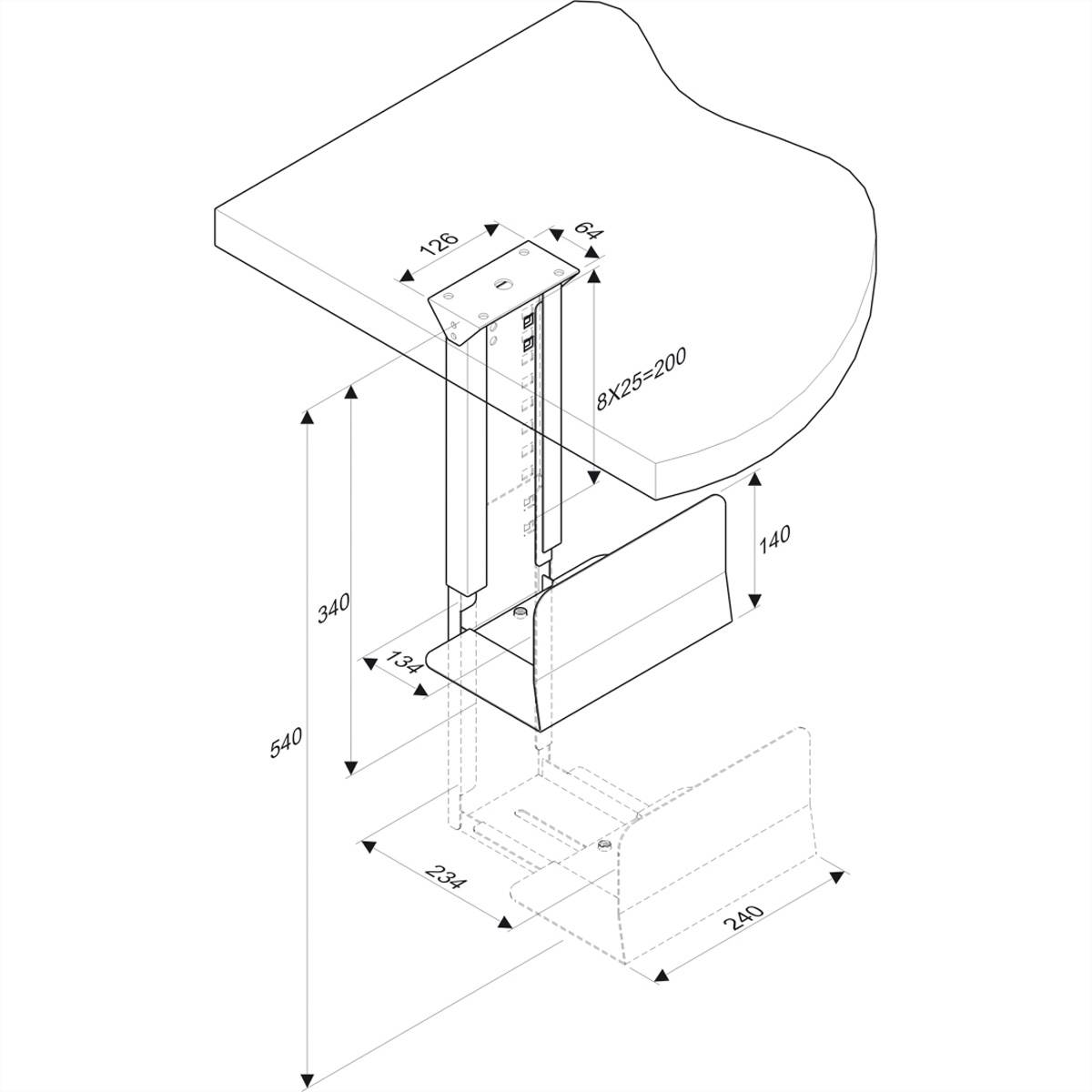 ROLINE PC-Halterung silber, bis 30 kg