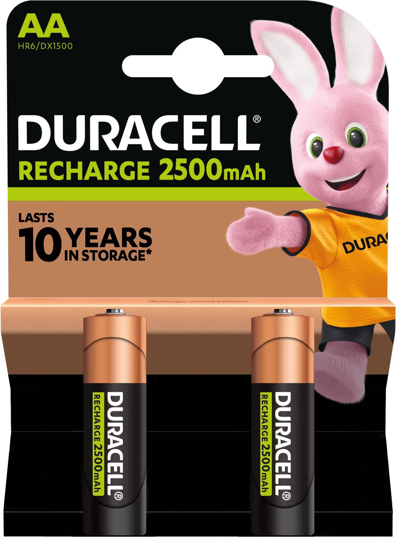 DURACELL NiMH-Mignon-Akku HR06, 1.2V/2500mAh, rechargeable, 2 Stück