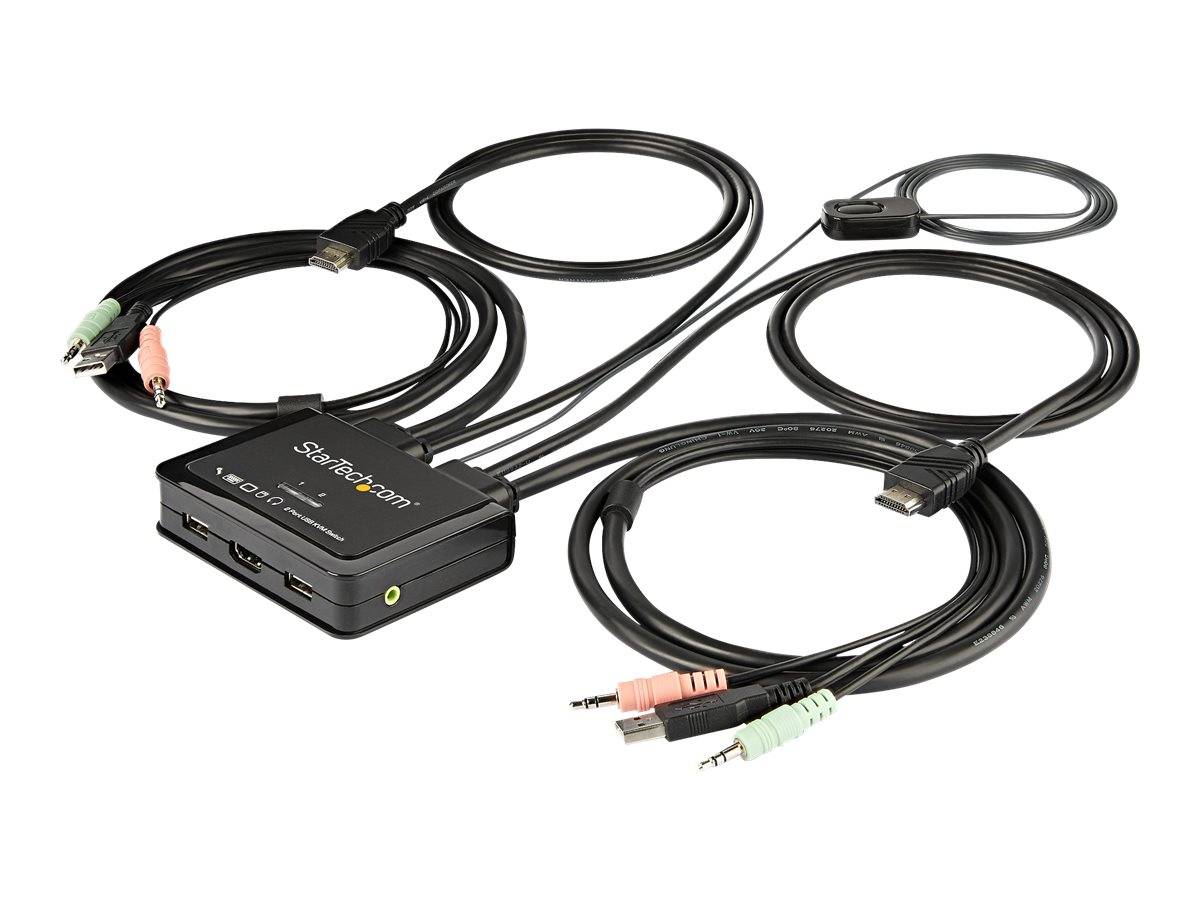 StarTech.com 2 Port HDMI KVM Switch, 4K 60Hz, Compact Dual Port UHD/Ultra HD USB Desktop KVM Switch with Integrated 4ft