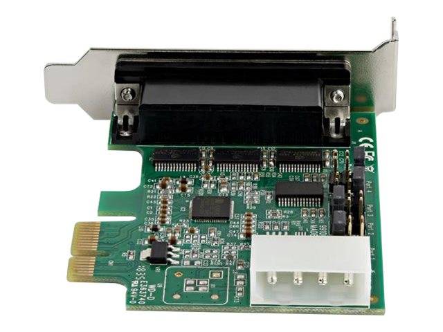 Elektronische Adapter-Leiterplatte mit schwarzem Steckerport und weißem Stromstecker auf einer grünen PCI-Karte im Stil.