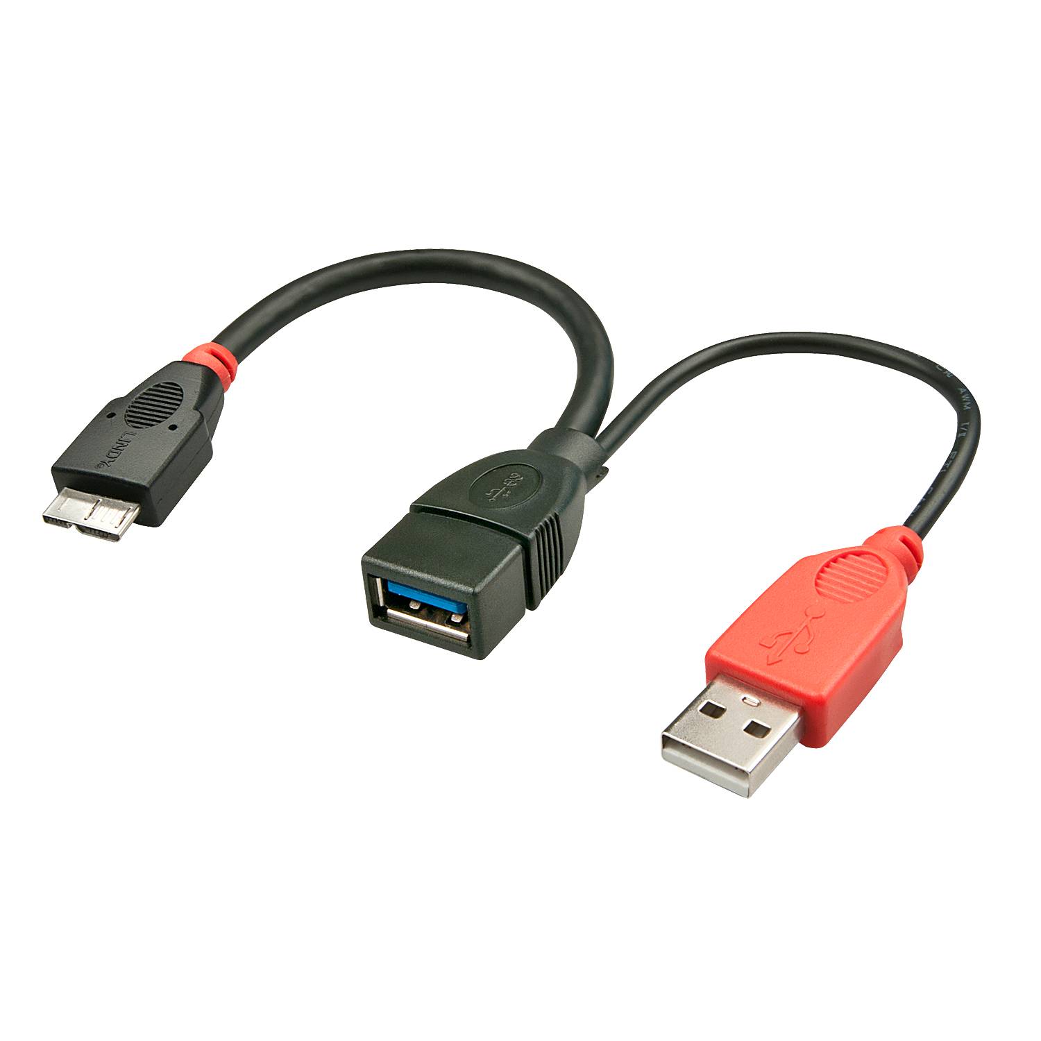 Lindy 31612 USB 3.0 OTG Kabel mit Aufladefunktion, 0,5m