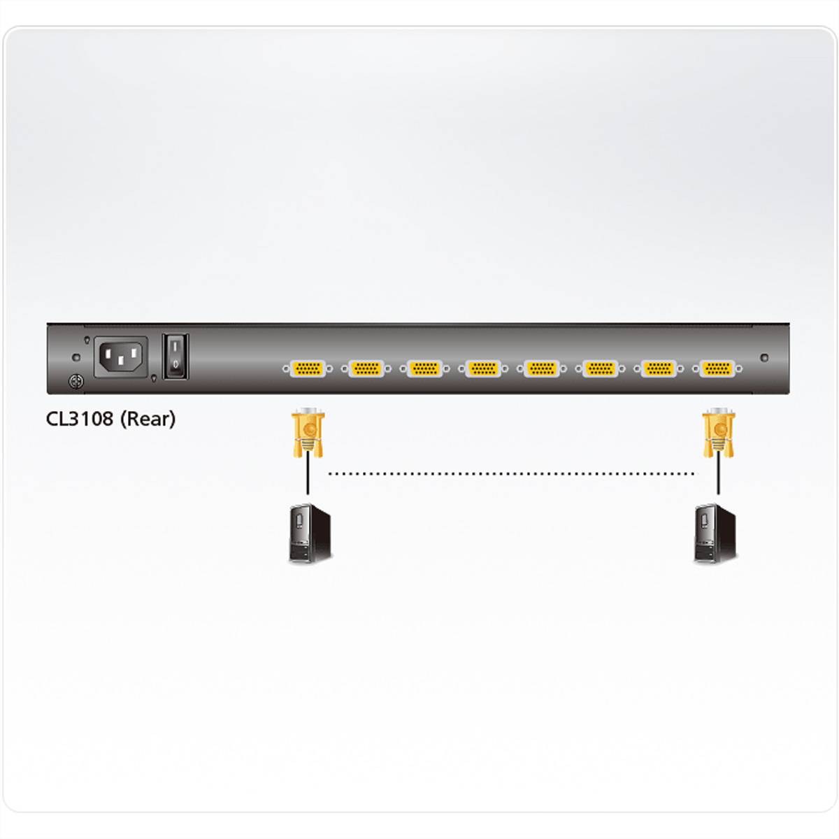 ATEN CL3108NX KVM-Switch, 18,5Zoll TFT, VGA, PS/2-USB, 8 Port, ES-Layout