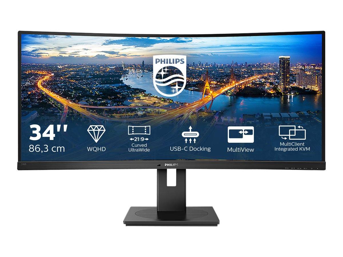 PHILIPS 346B1C/00 UltraWide LCD, Curved, 86,36cm (34), 3.440 x 1.440 Pixel WQHD, 4 ms, VA, höhenverstellbar, HDMI, Disp