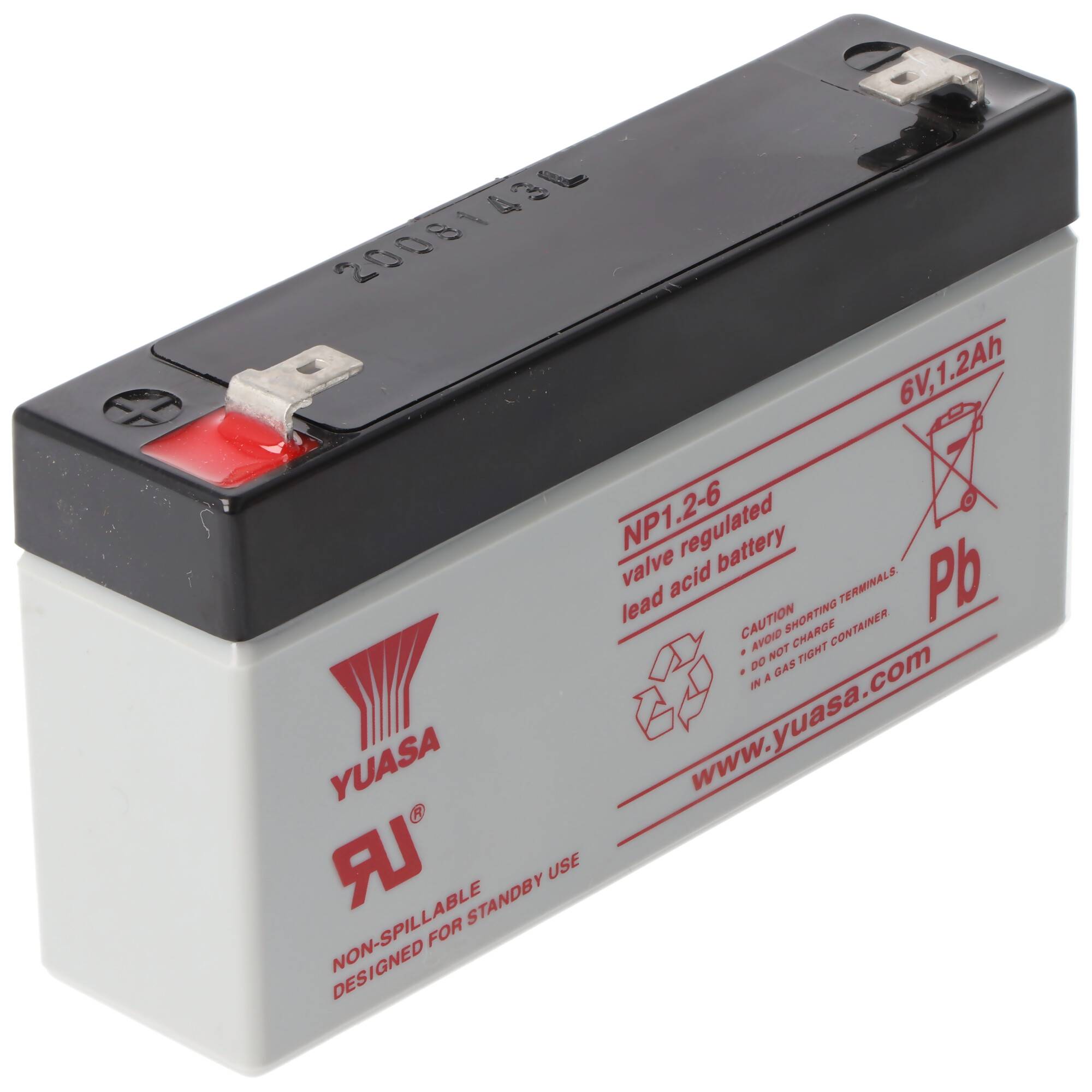 YUASA NP1.2-6 Akku Blei PB 6.0 Volt 1200mAh mit 2 Faston 4,8mm Steckkontakten