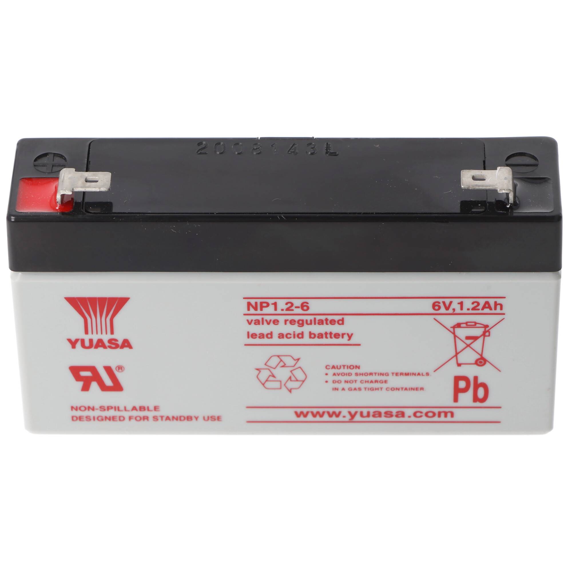 YUASA NP1.2-6 Akku Blei PB 6.0 Volt 1200mAh mit 2 Faston 4,8mm Steckkontakten