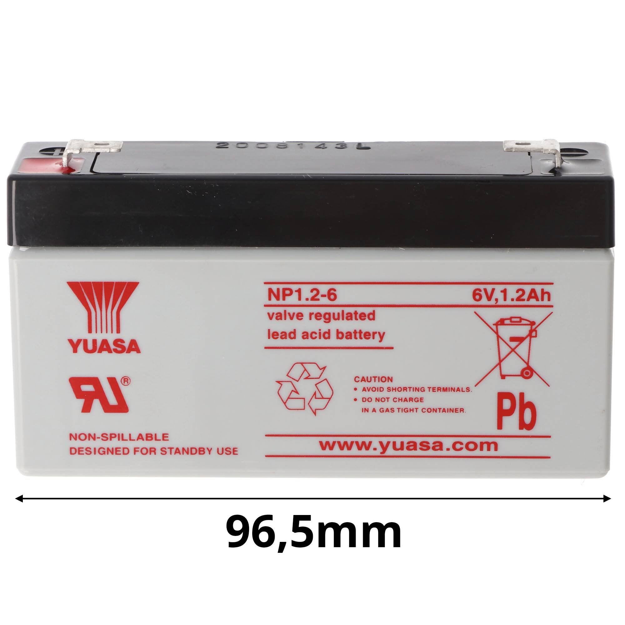 YUASA NP1.2-6 Akku Blei PB 6.0 Volt 1200mAh mit 2 Faston 4,8mm Steckkontakten