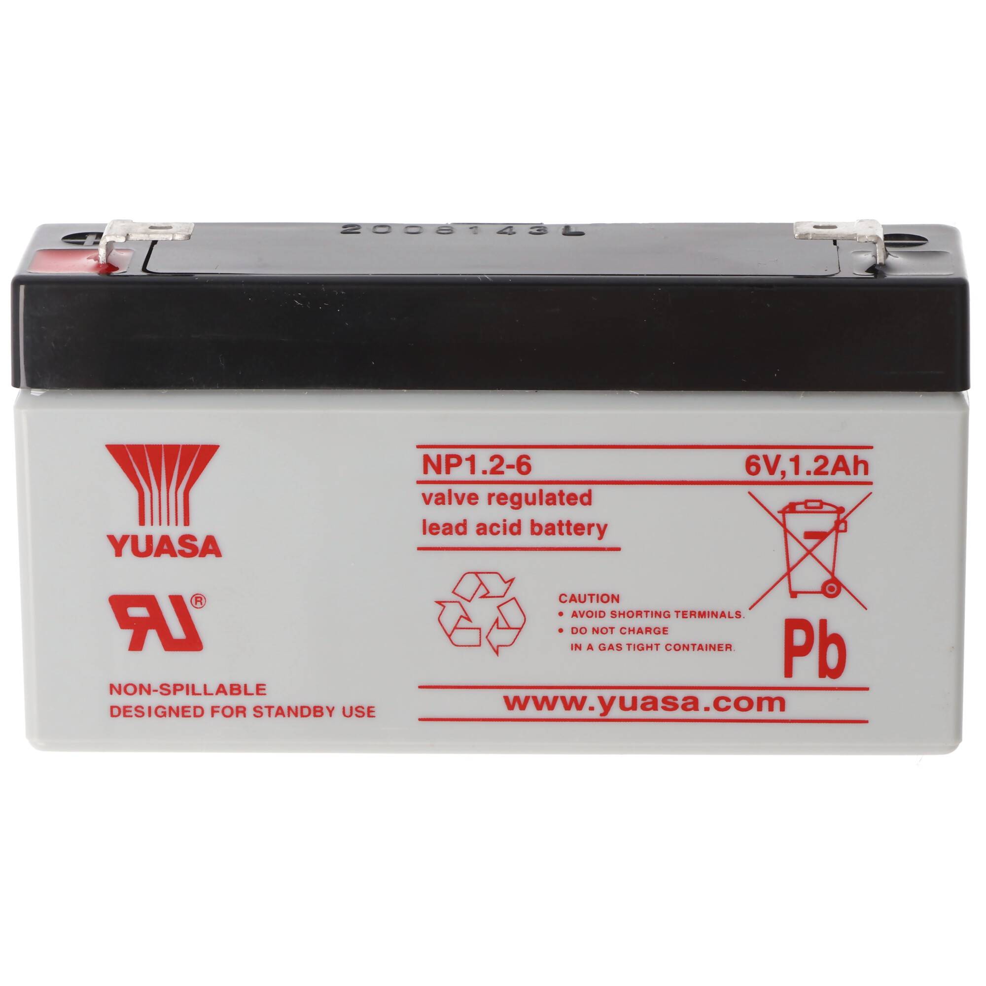 YUASA NP1.2-6 Akku Blei PB 6.0 Volt 1200mAh mit 2 Faston 4,8mm Steckkontakten