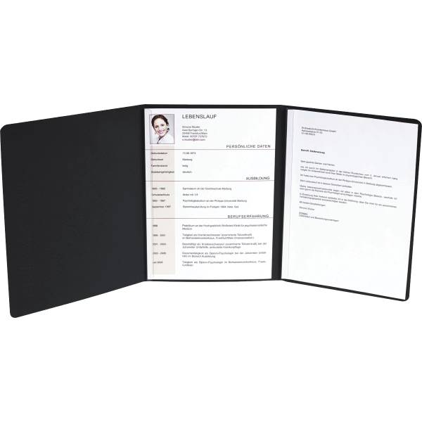 Bewerbungsmappe A4 3-teilig Karton 400g/qm schwarz