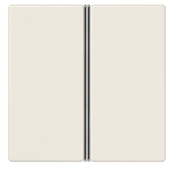 Geschlossene weiße Bifold-Schranktüren mit metallischen Scharnieren, vertikal zentriert.