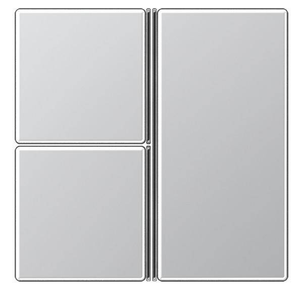 Ein geschlossenes, silbergraues faltbares Gerät mit elegantem, modernem Design, ausgestattet mit Scharnieren, die ein großes rechtes Panel und zwei kleinere linke Panels verbinden.