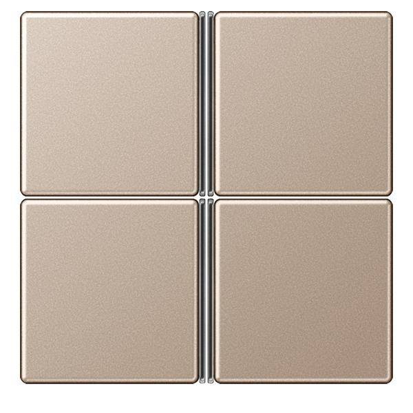 Vier beige quadratische Fliesen, die in einem 2x2-Raster angeordnet sind, wobei jede Fliese eine glatte, glänzende Oberfläche aufweist.