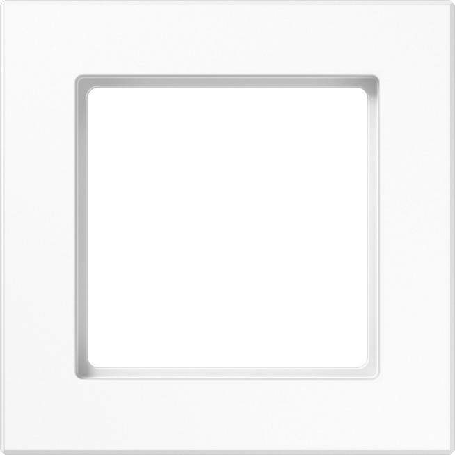 Weißer quadratischer Kunststoff-Wandrahmen mit einem leeren Zentrum.